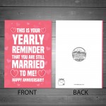 Funny Wedding Anniversary Card For Husband Wife Joke Card