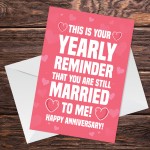Funny Wedding Anniversary Card For Husband Wife Joke Card