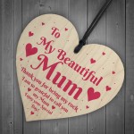 Beautiful Mum Gifts Wood Hanging Sign For Birthday Mothers Day