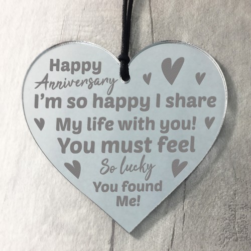 Happy Anniversary Gift For Him Her Engraved Heart Funny Gift