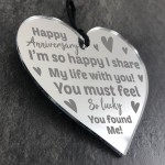 Happy Anniversary Gift For Him Her Engraved Heart Funny Gift