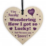 Funny Anniversary Gifts For Him Her Wood Heart Snore Boyfriend
