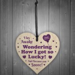 Funny Anniversary Gifts For Him Her Wood Heart Snore Boyfriend