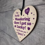 Funny Anniversary Gifts For Him Her Wood Heart Snore Boyfriend
