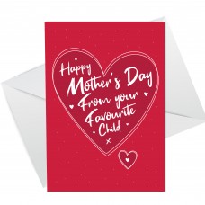 Mothers Day Card From Favourite Child Funny Novelty Mother's Day