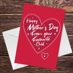 Mothers Day Card From Favourite Child Funny Novelty Mother's Day