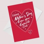 Mothers Day Card From Favourite Child Funny Novelty Mother's Day
