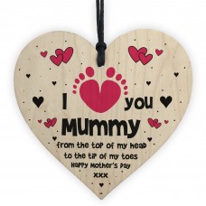 Mothers Day Gift From Baby Daughter Son Wood Heart Love Gift