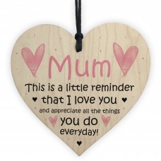 I Love You Mum Wood Heart Mothers Day Birthday Gift For Mum