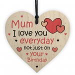 Mum Gift For Birthday Wood Heart LOVE YOU Gift From Daughter Son