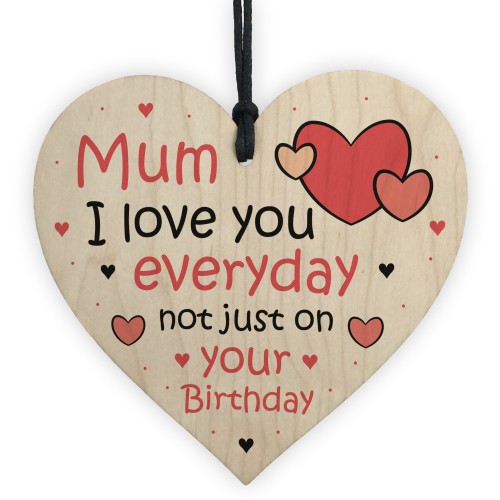 Mum Gift For Birthday Wood Heart LOVE YOU Gift From Daughter Son