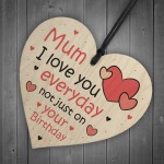 Mum Gift For Birthday Wood Heart LOVE YOU Gift From Daughter Son