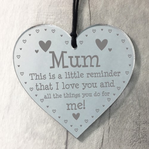 Mum Gift Reminder I Love You Engraved Heart Mothers Day Birthday