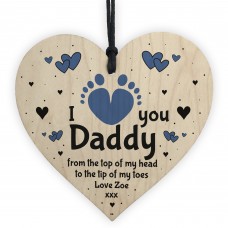 I Love You Daddy From Baby Daughter Son Wood Heart Personalised