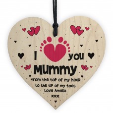 I Love You Mummy From Baby Daughter Son Wood Heart Personalised 