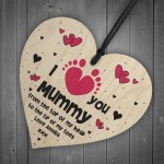 I Love You Mummy From Baby Daughter Son Wood Heart Personalised 