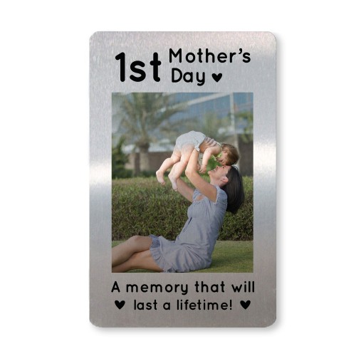 1st Mothers Day Gift Personalised Photo Metal Card Mum Gift