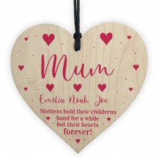 Mothers Day Gift For Mum Personalised Wood Heart Daughter Son
