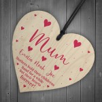 Mothers Day Gift For Mum Personalised Wood Heart Daughter Son