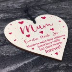 Mothers Day Gift For Mum Personalised Wood Heart Daughter Son