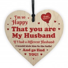 Funny Gift For Husband Wood Heart Anniversary Gift For Husband