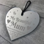 I Love You Mum Gift Engraved Heart Sign For Birthday Mothers Day