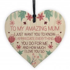 Thank You Gift For Mum Wood Heart Amazing Mum Gift For Birthday