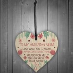 Thank You Gift For Mum Wood Heart Amazing Mum Gift For Birthday