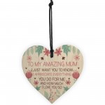 Thank You Gift For Mum Wood Heart Amazing Mum Gift For Birthday