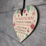 Thank You Gift For Mum Wood Heart Amazing Mum Gift For Birthday