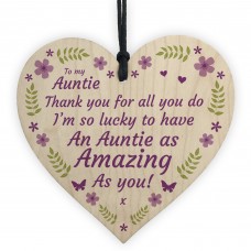 Auntie Gift Hanging Wood Heart For Auntie Mothers Day Birthday