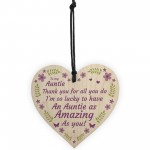 Auntie Gift Hanging Wood Heart For Auntie Mothers Day Birthday