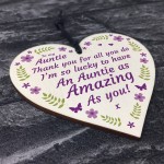 Auntie Gift Hanging Wood Heart For Auntie Mothers Day Birthday