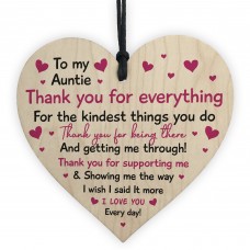 Thank You Gift For Auntie Wood Heart Mothers Day Birthday Gift