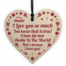 Novelty Auntie Birthday Mothers Day Gift Wood Heart Love Gift