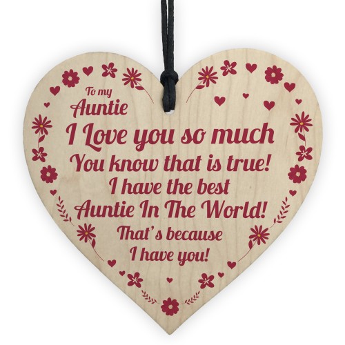 Novelty Auntie Birthday Mothers Day Gift Wood Heart Love Gift