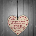 Novelty Auntie Birthday Mothers Day Gift Wood Heart Love Gift