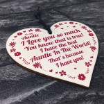 Novelty Auntie Birthday Mothers Day Gift Wood Heart Love Gift