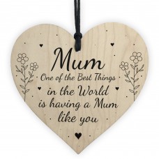 Mothers Day Gift For Mum Wood Heart Thank You Birthday Gift