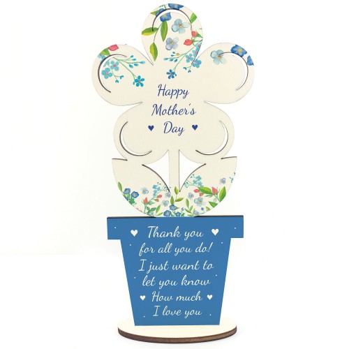 Mothers Day Gift For Mum Nan Nanny Wooden Flower Gift For Her