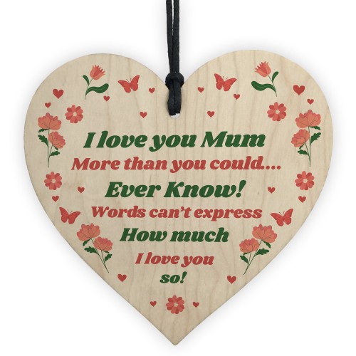 Mum Gift For Mothers Day Birthday Wood Heart LOVE Gift