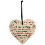Mum Gift For Mothers Day Birthday Wood Heart LOVE Gift