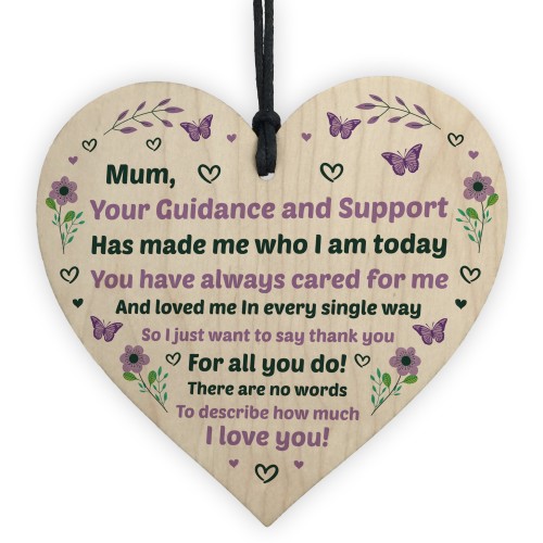 Mum Gift From Daughter Son Wood Heart Mothers Day Birthday Gift