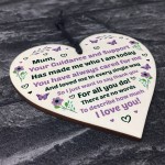 Mum Gift From Daughter Son Wood Heart Mothers Day Birthday Gift