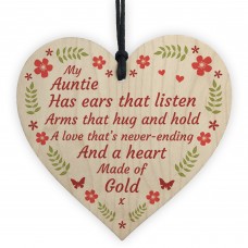 Mothers Day Birthday Gift For Auntie Wooden Heart Love Gift