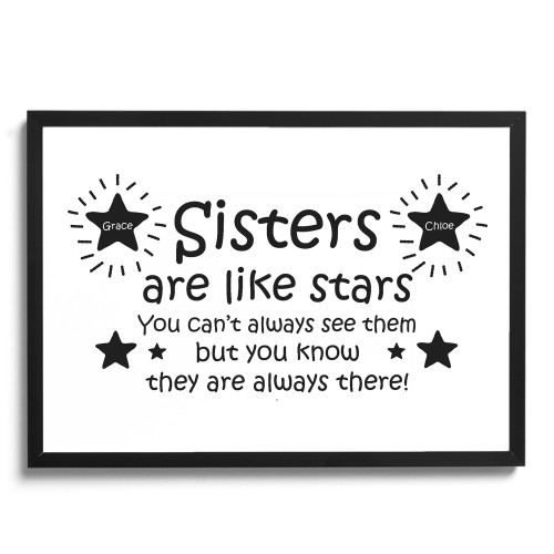 Sisters Are Like Stars Personalised Framed Print Sister Birthday