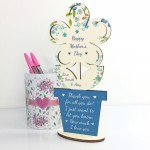 Personalised Mothers Day Gift Wood Flower Thank You Mum Mummy