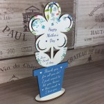 Personalised Mothers Day Gift Wood Flower Thank You Mum Mummy