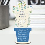Personalised Mothers Day Gift Wood Flower Thank You Mum Mummy