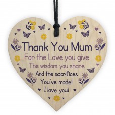 Thank You Mum Gift Wood Heart Birthday Mothers Day Gift